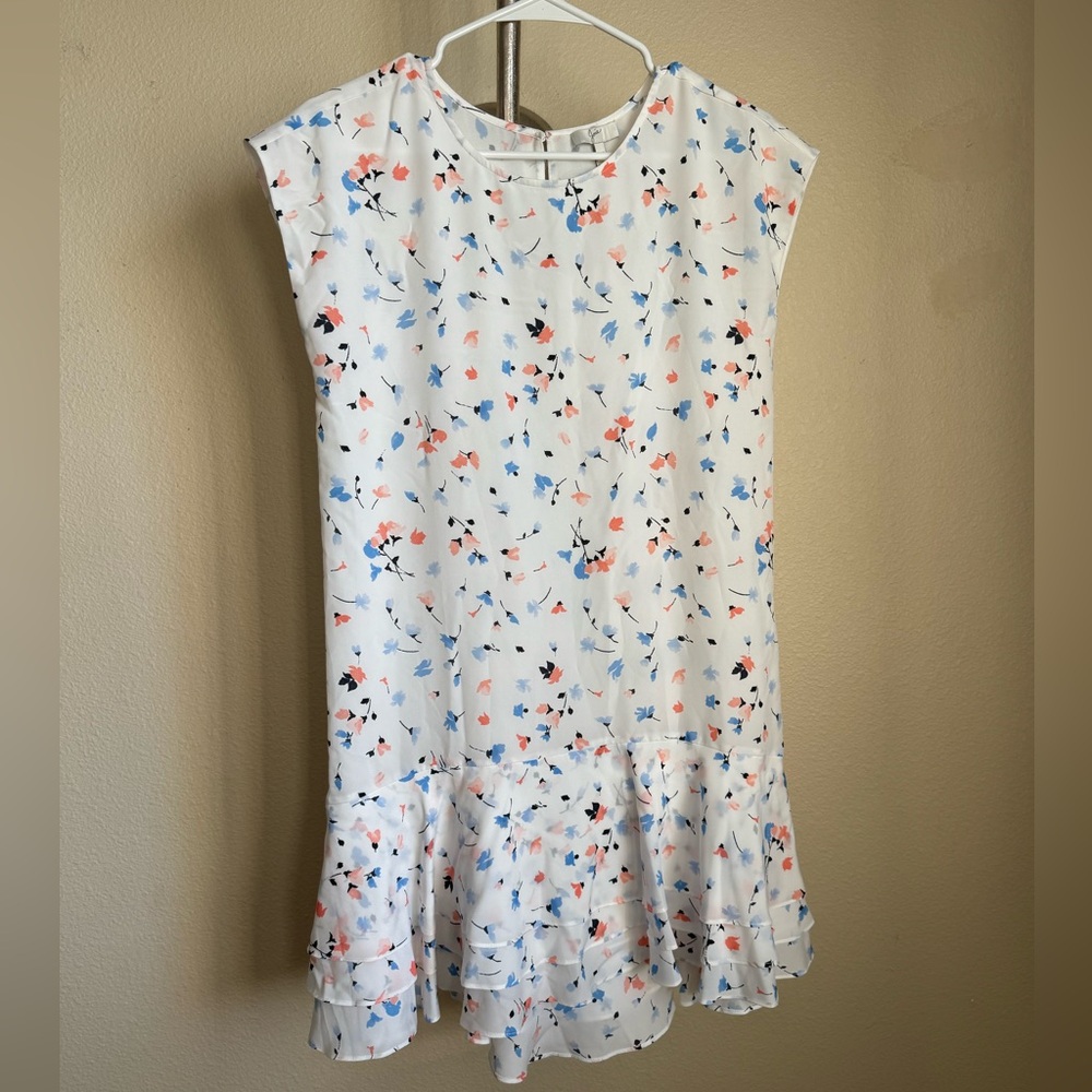 Joie White Dress with Blue and Pink Floral Pattern